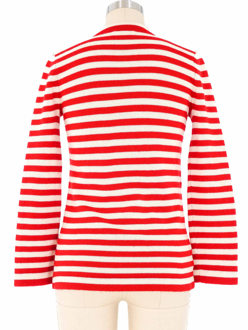 Yves Saint Laurent Red Striped Cardigan Jacket arcadeshops.com