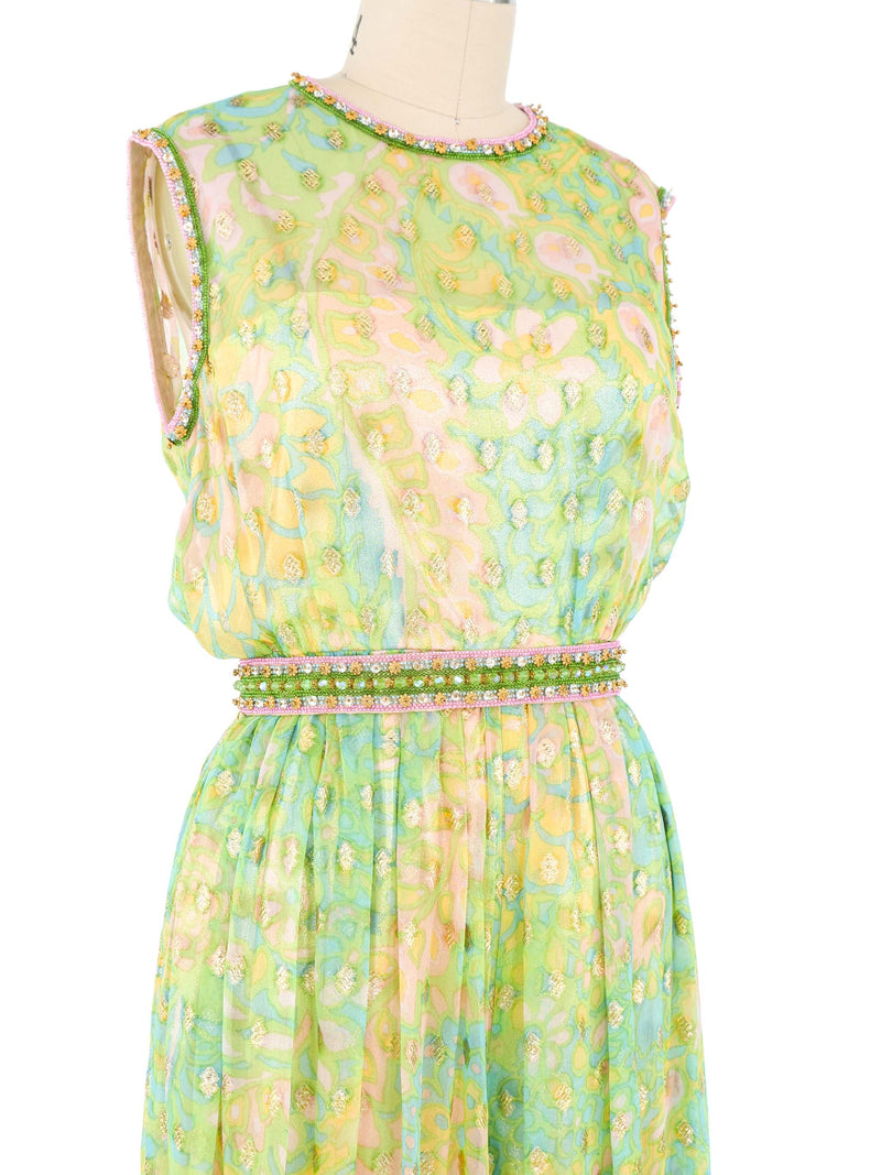 Mollie Parnis Metallic Belted Jumpsuit Jumpsuit arcadeshops.com