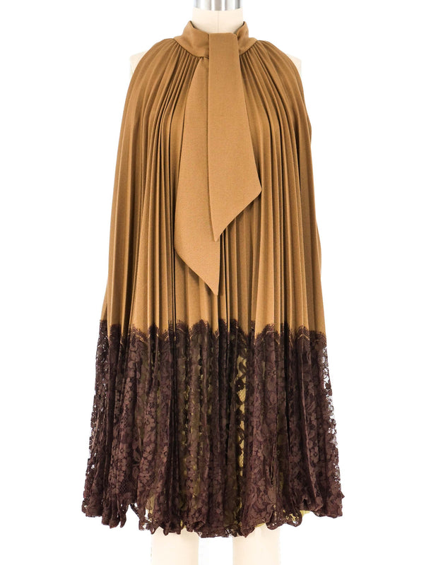 Lace Trimmed Pleated Swing Dress Dress arcadeshops.com