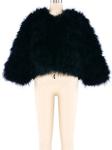 Black Marabou Cropped Jacket Jacket arcadeshops.com