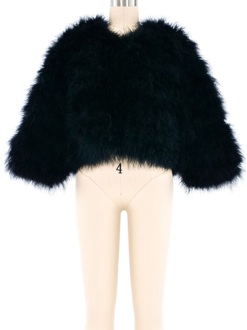 Black Marabou Cropped Jacket Jacket arcadeshops.com
