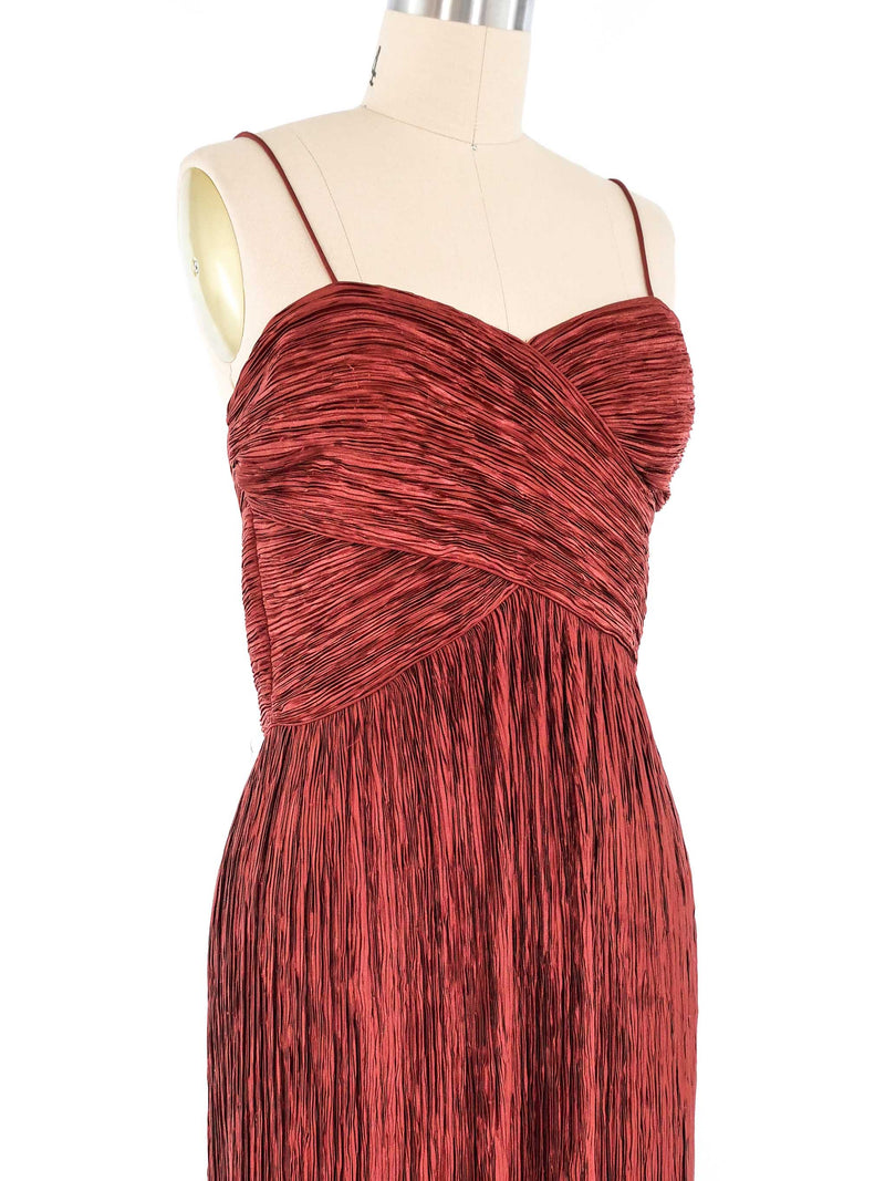 Wine Plisse Pleat Gown Dress arcadeshops.com