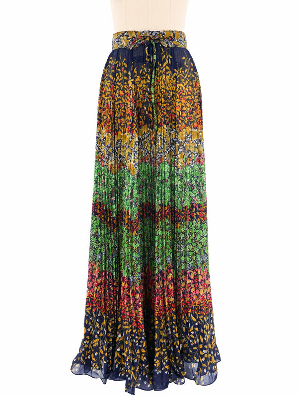 Floral Accordion Pleated Maxi Skirt Bottom arcadeshops.com