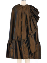 Victor Costa Bronze Ruffled Cape Outerwear arcadeshops.com