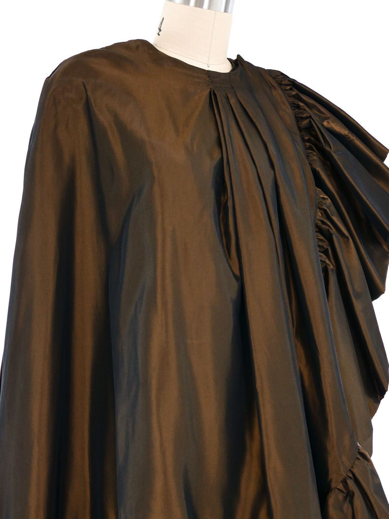 Victor Costa Bronze Ruffled Cape Outerwear arcadeshops.com