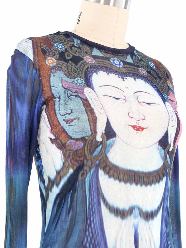 Vivienne Tam Mesh Buddha Long Sleeve Top Top arcadeshops.com