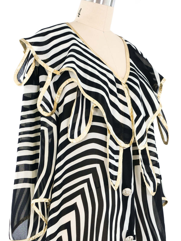 Graphic Striped Asymmetric Top Top arcadeshops.com