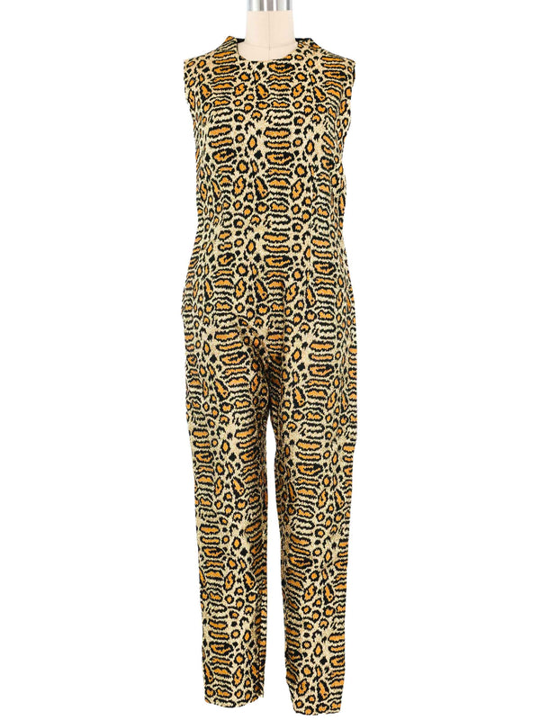 1960s Metallic Leopard Brocade Jumpsuit Jumpsuit arcadeshops.com