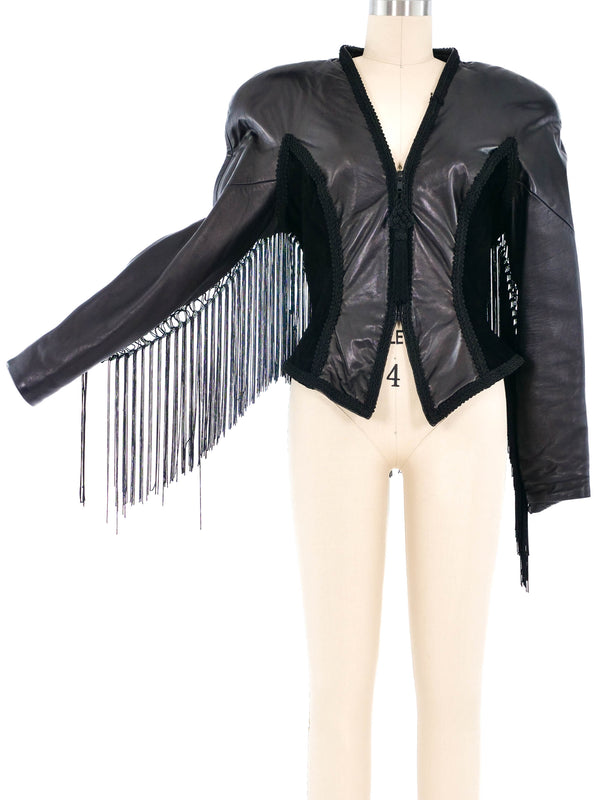 Lillie Rubin Fringed Leather Jacket Jacket arcadeshops.com