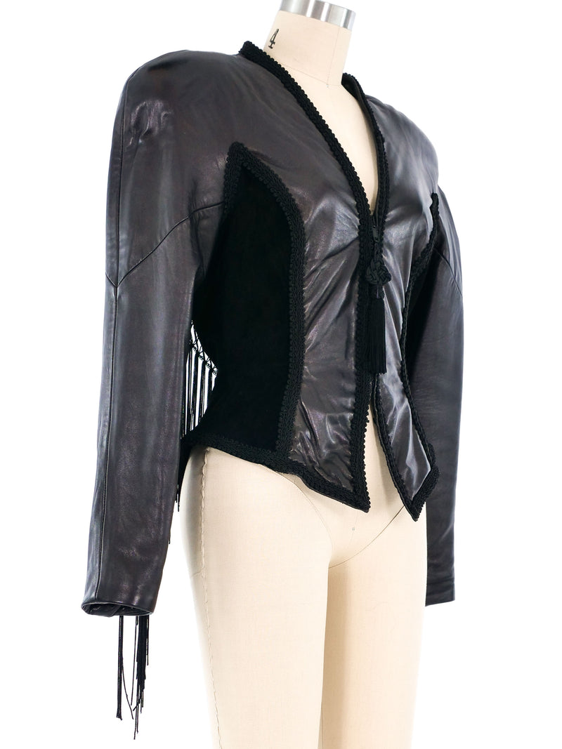 Lillie Rubin Fringed Leather Jacket Jacket arcadeshops.com