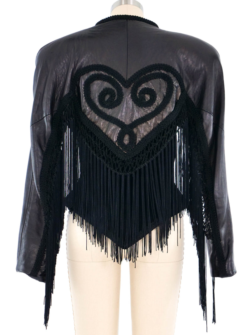 Lillie Rubin Fringed Leather Jacket Jacket arcadeshops.com