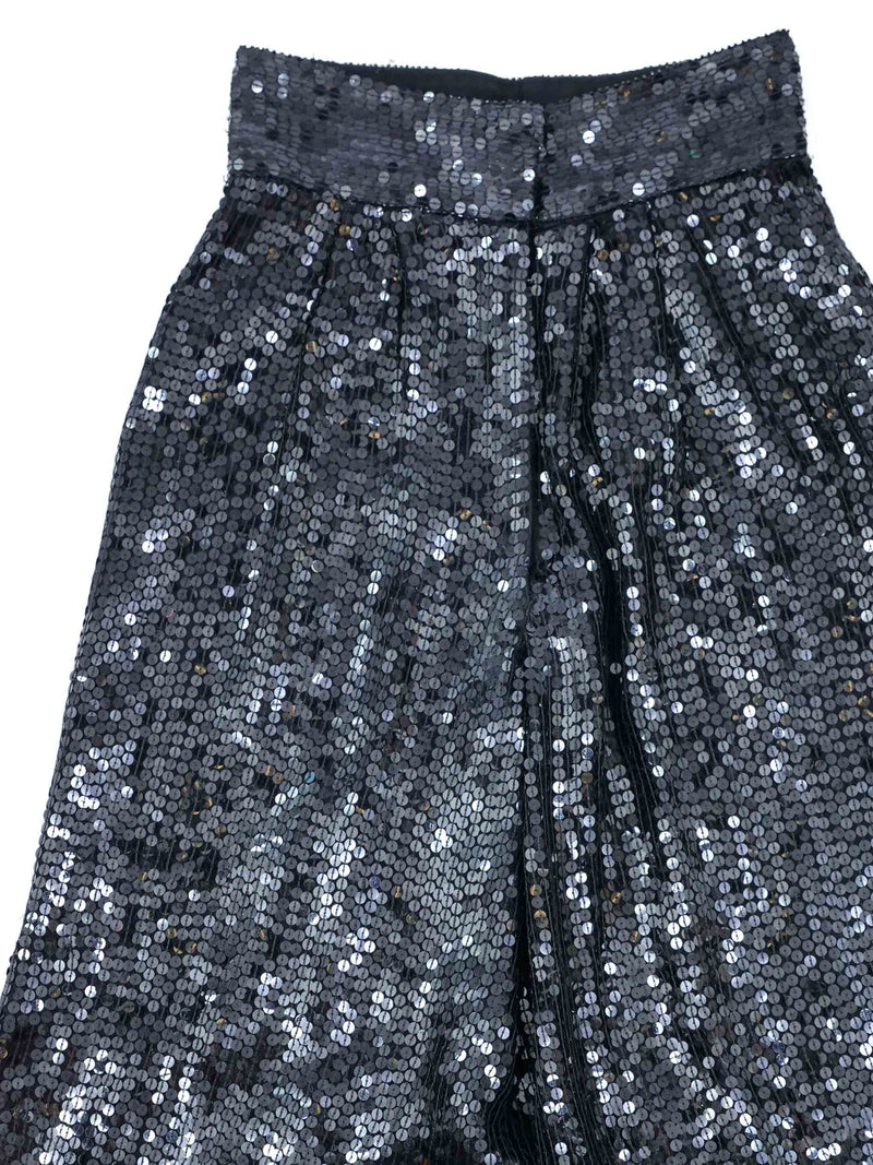 Black Sequin Palazzo Pants Bottom arcadeshops.com