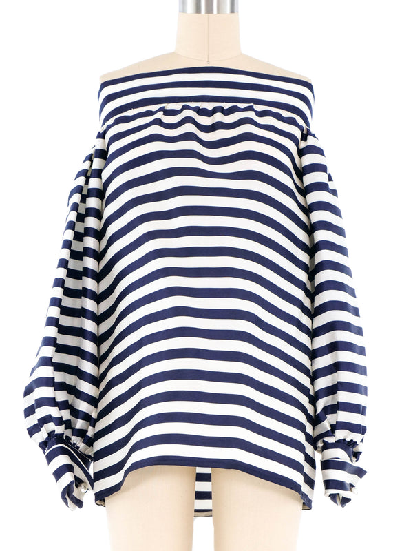 Oscar de la Renta Striped Off The Shoulder Top Top arcadeshops.com