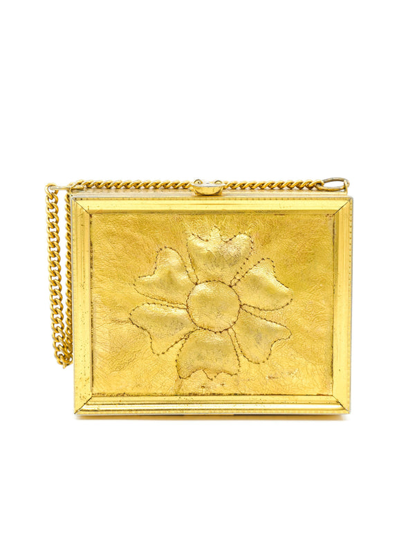 Goldtone Floral Box Bag Accessory arcadeshops.com