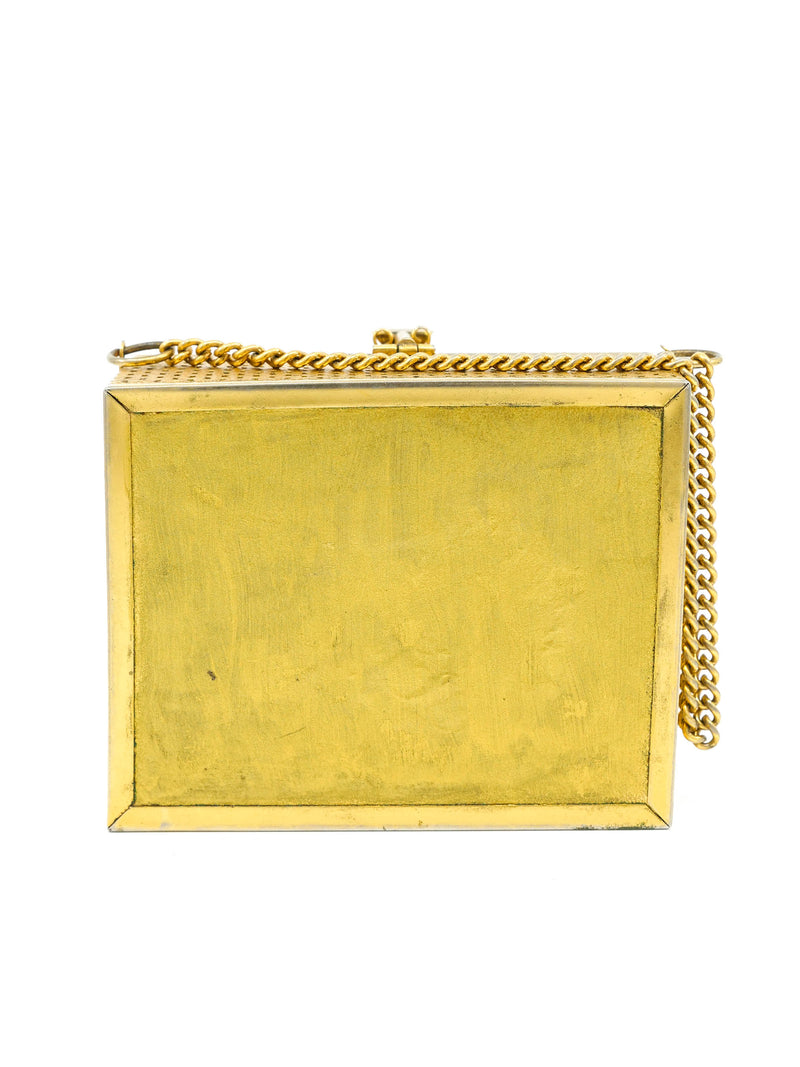 Goldtone Floral Box Bag Accessory arcadeshops.com