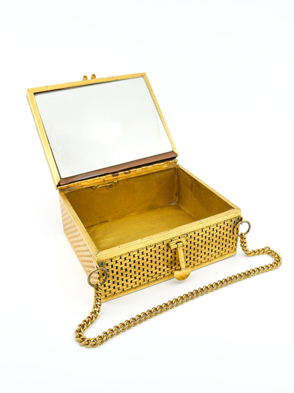 Goldtone Floral Box Bag Accessory arcadeshops.com