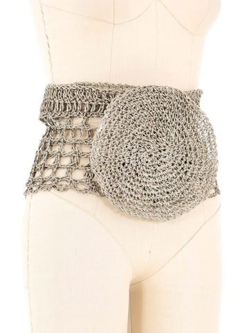 Unique Metal Wire Crochet Belt Old Metal Yarn Crochet Belt and Scarf, Oxidated, Brokante  main image 4