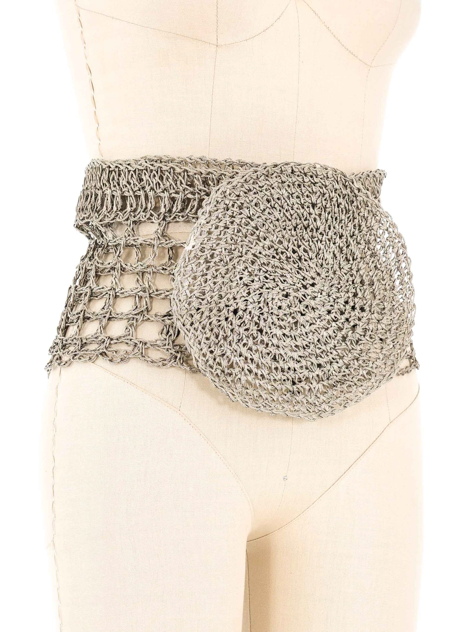 43” Metal Wire Crochet Silver Mesh Adjustable Belt Hand Made in Greece Oversize Metal Wire Crochet Belt main image 4