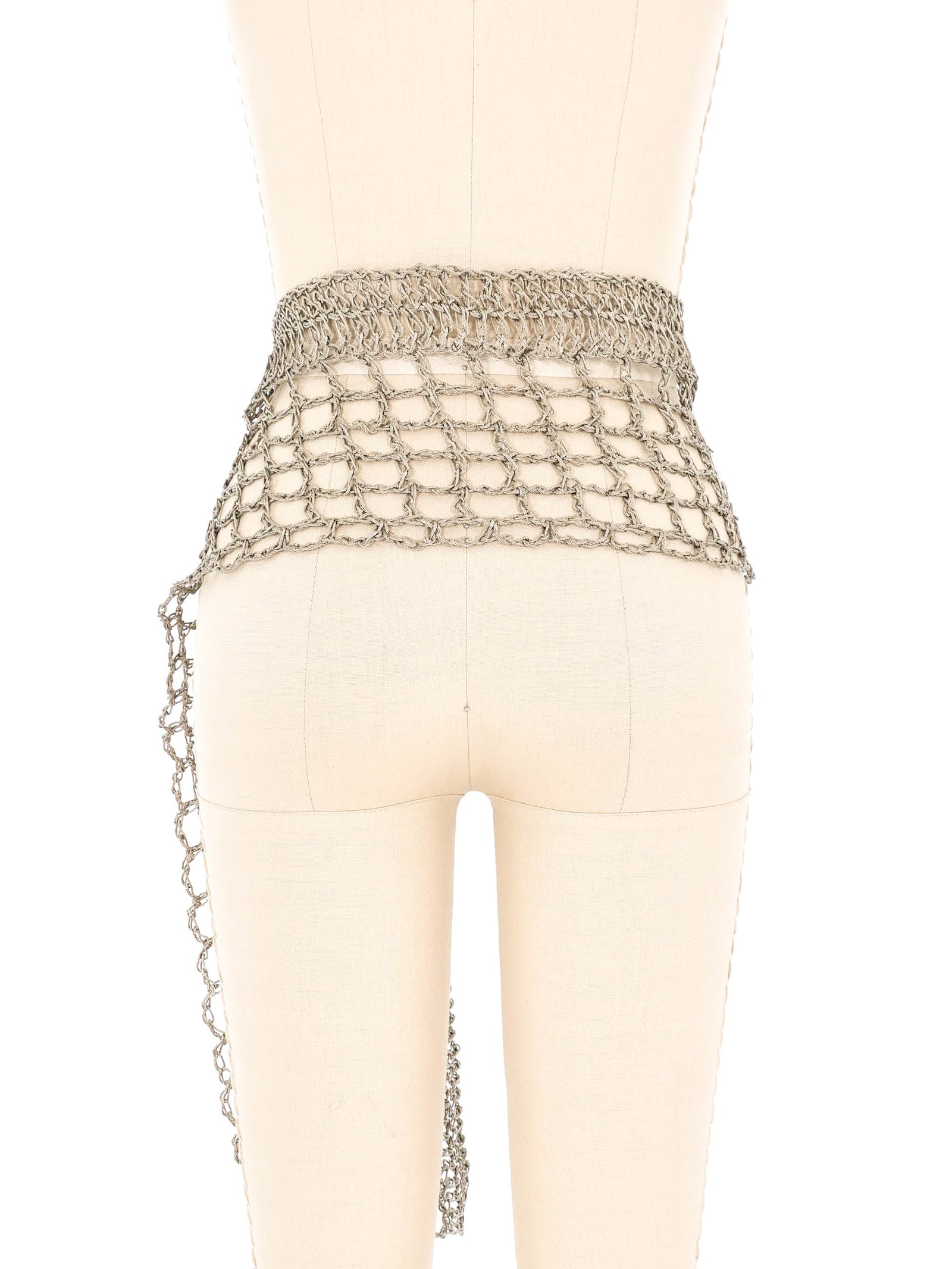 43” Metal Wire Crochet Silver Mesh Adjustable Belt Hand Made in Greece Oversize Metal Wire Crochet Belt main image 3
