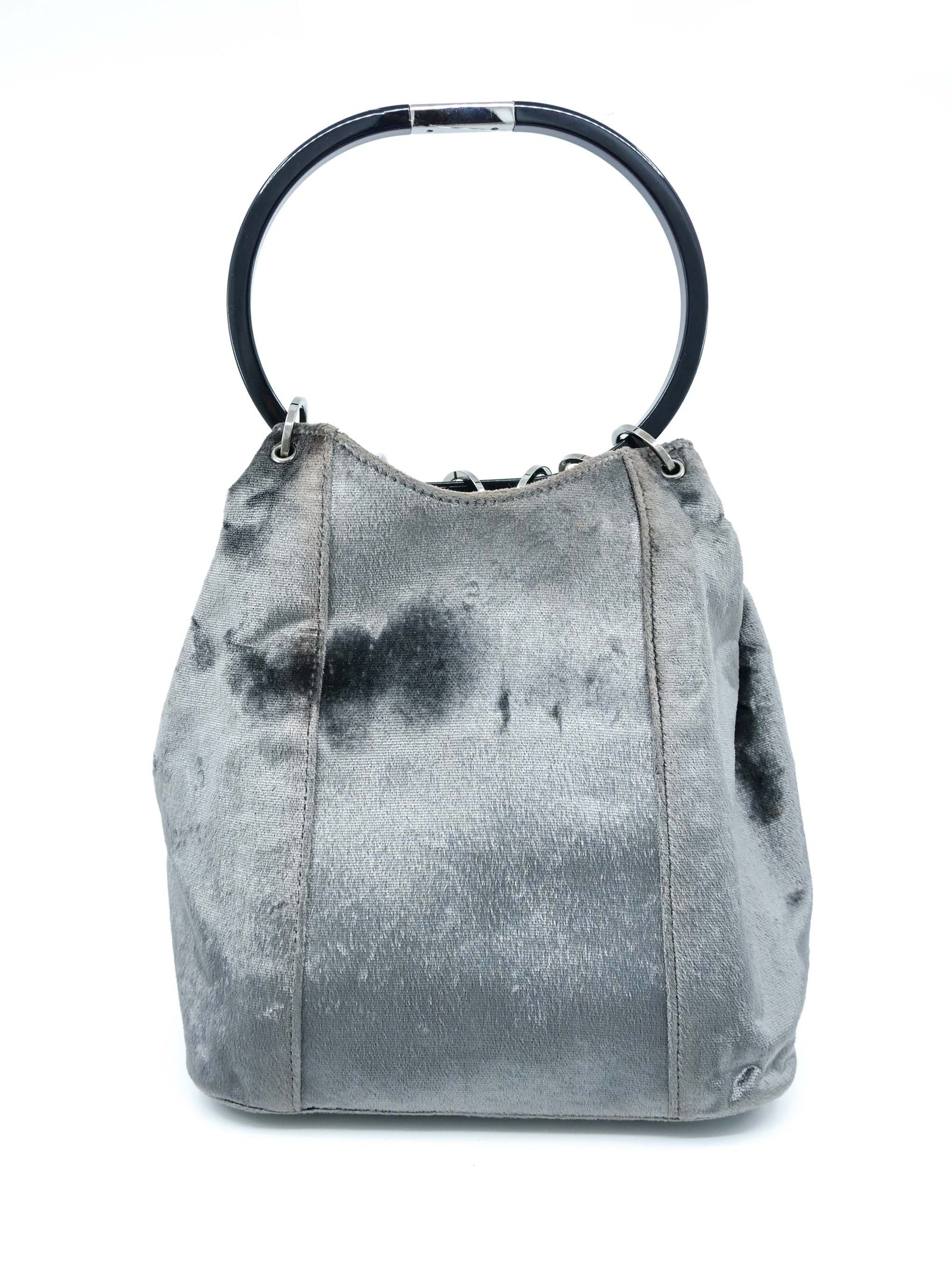 1999 Gucci Silver Velvet Ring Handle Bag
