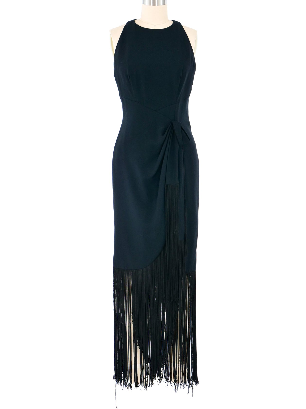 1980s Ann Lawrence Fringe Trim Dress