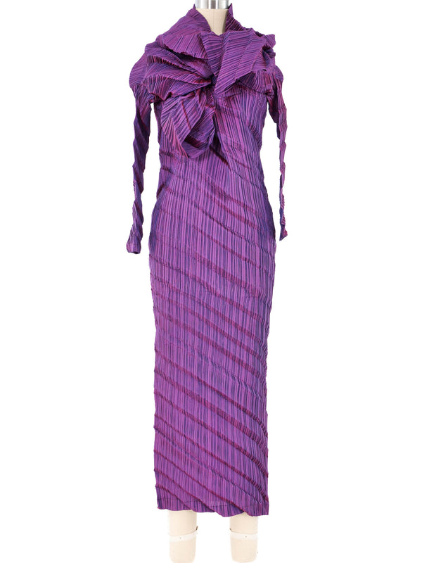 Issey Miyake Iridescent Pleated Architectural Column Dress Dress arcadeshops.com