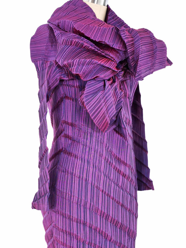 Issey Miyake Iridescent Pleated Architectural Column Dress Dress arcadeshops.com