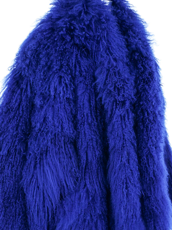 1980s Cobalt Mongolian Fur Coat Outerwear arcadeshops.com