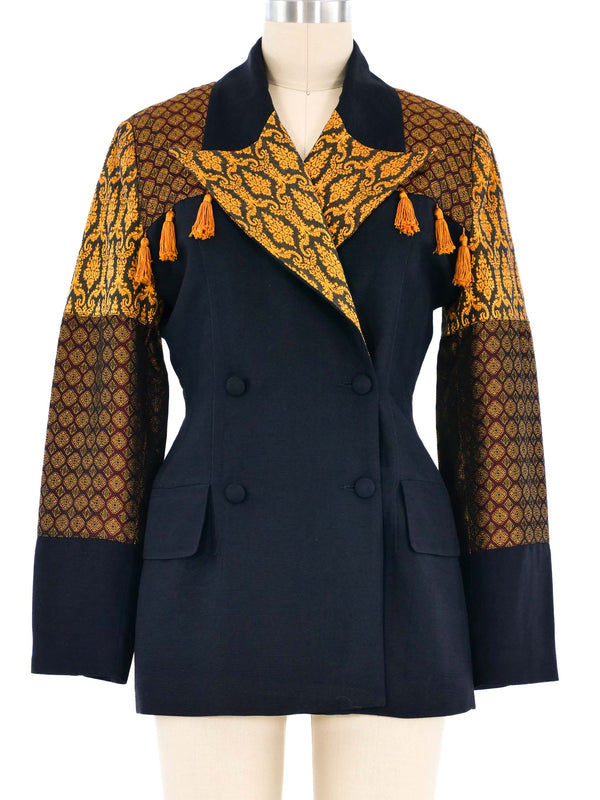 Plein Sud Jacquard Patchwork Blazer Jacket arcadeshops.com