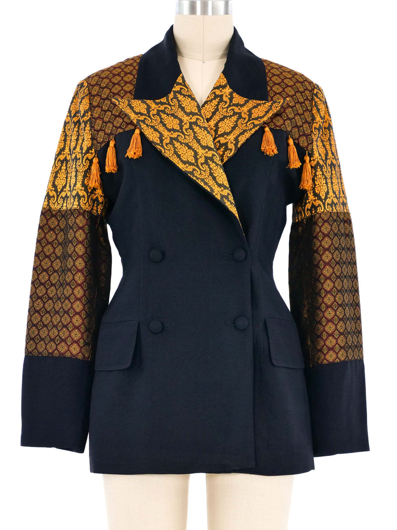 Plein Sud Jacquard Patchwork Blazer Jacket arcadeshops.com
