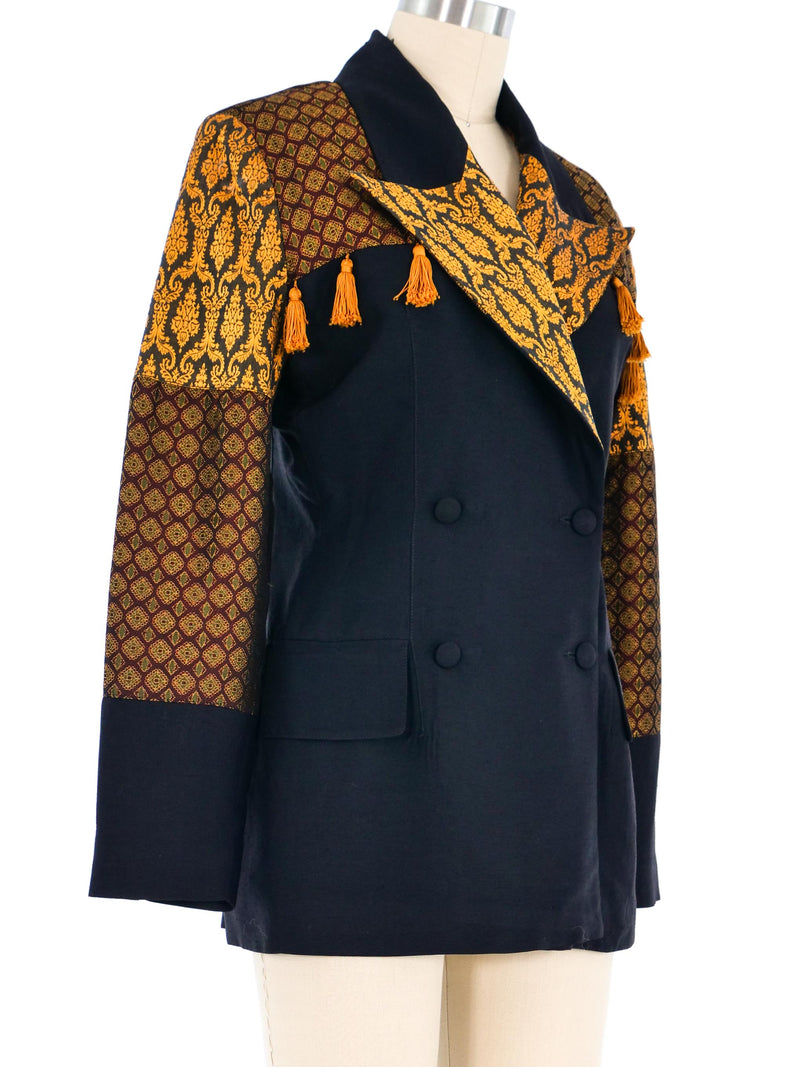 Plein Sud Jacquard Patchwork Blazer Jacket arcadeshops.com