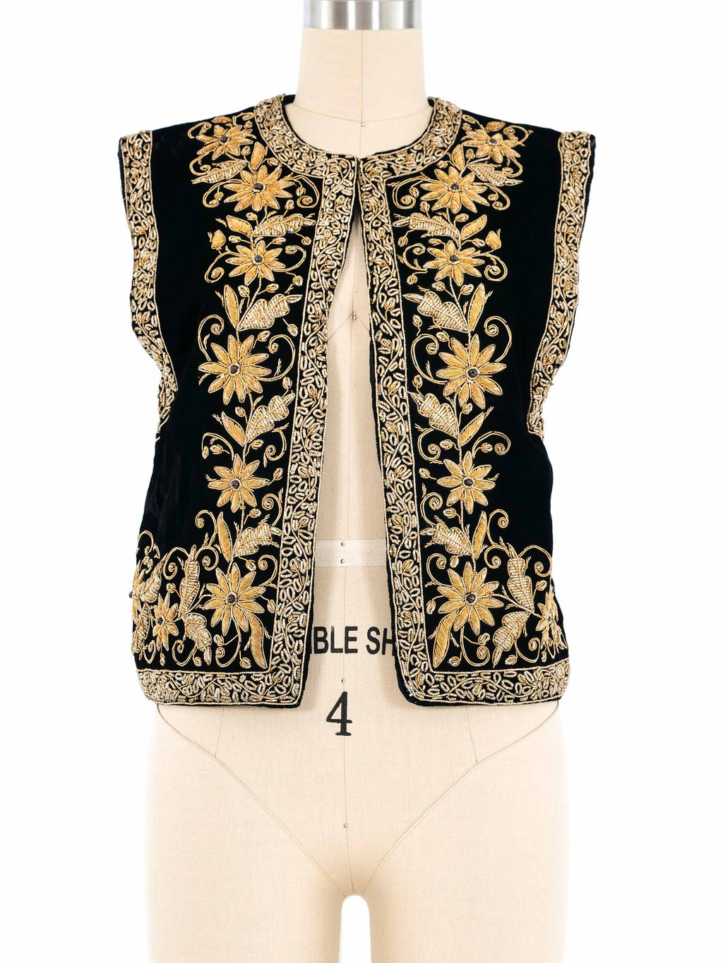 Black Velvet Metallic Embellished Vest