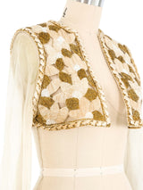 Bead Embellished Cropped Angel Sleeve Jacket Jacket arcadeshops.com