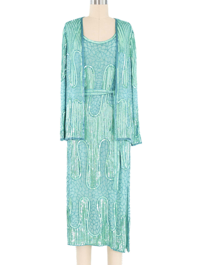 Judith Ann Aqua Embellished Dress And Jacket Ensemble Suit arcadeshops.com