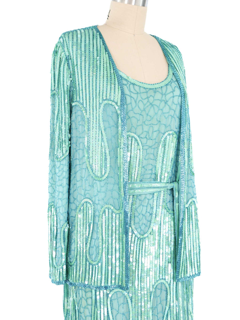 Judith Ann Aqua Embellished Dress And Jacket Ensemble Suit arcadeshops.com