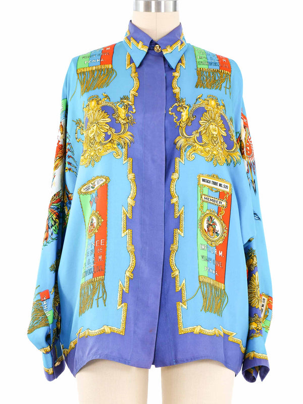1993 Gianni Versace Istante Native American Silk Shirt Top arcadeshops.com