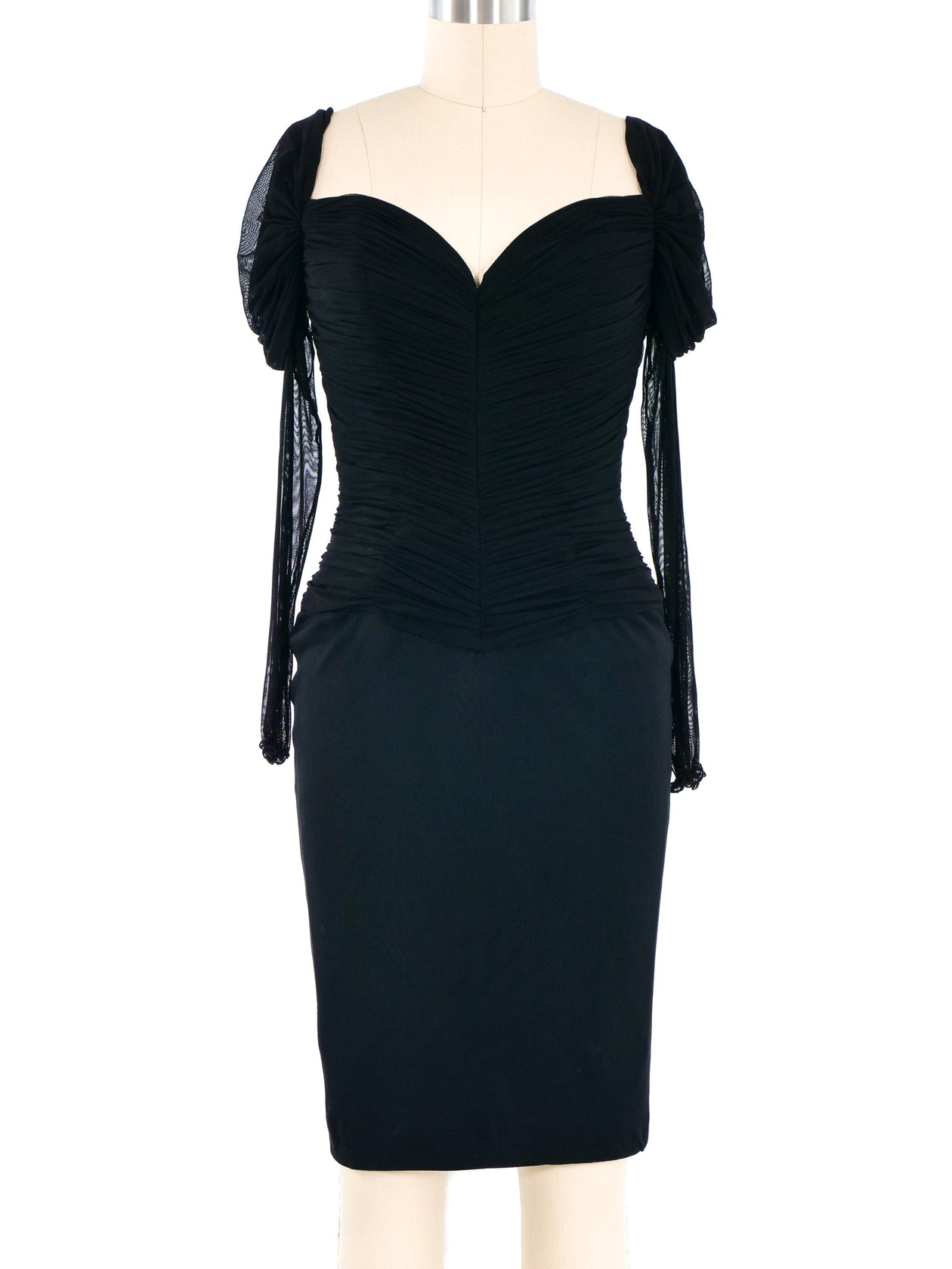 Vicky Tiel Ruched Jersey Mini Dress