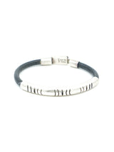 Leather And Etched Sterling Silver Bracelet Jewelry arcadeshops.com