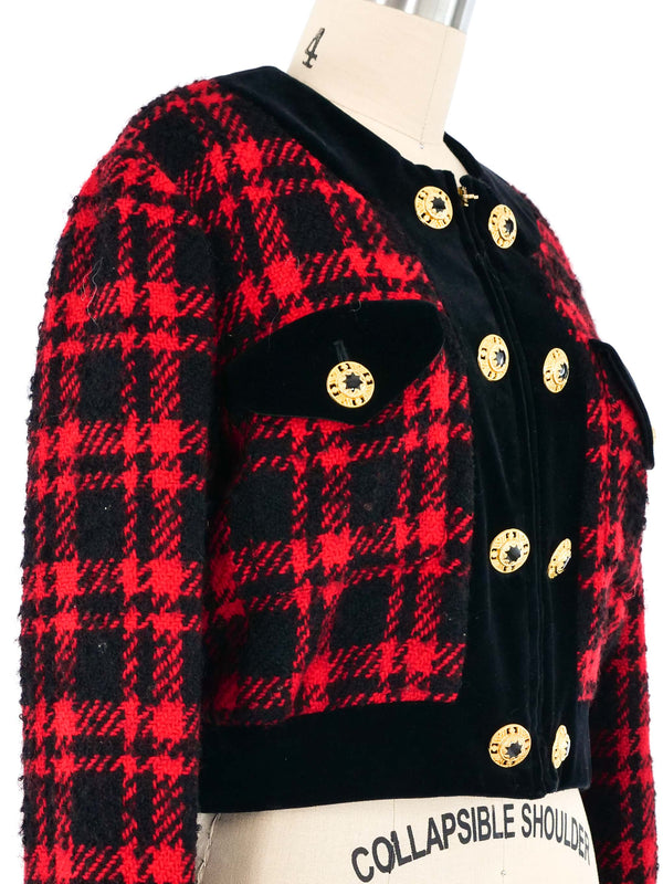 Moschino Red Tweed Cropped Jacket Jacket arcadeshops.com