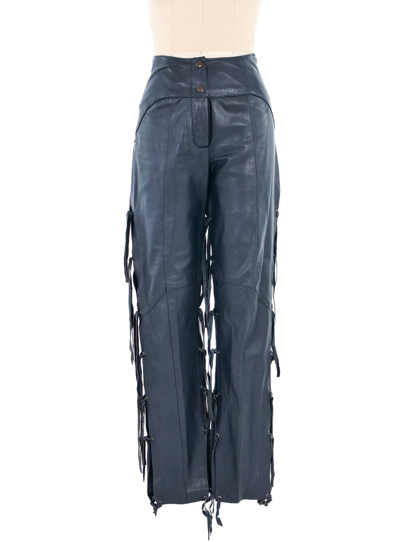 Fringed Leather Pants Bottom arcadeshops.com