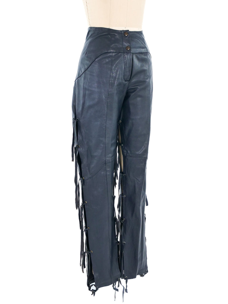 Fringed Leather Pants Bottom arcadeshops.com