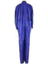 1980s Blue Leather Coveralls Jumpsuit arcadeshops.com