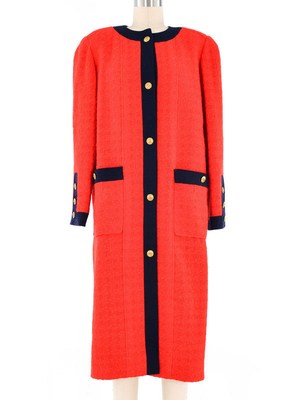 Chanel Red Tweed Coat Dress Jacket arcadeshops.com