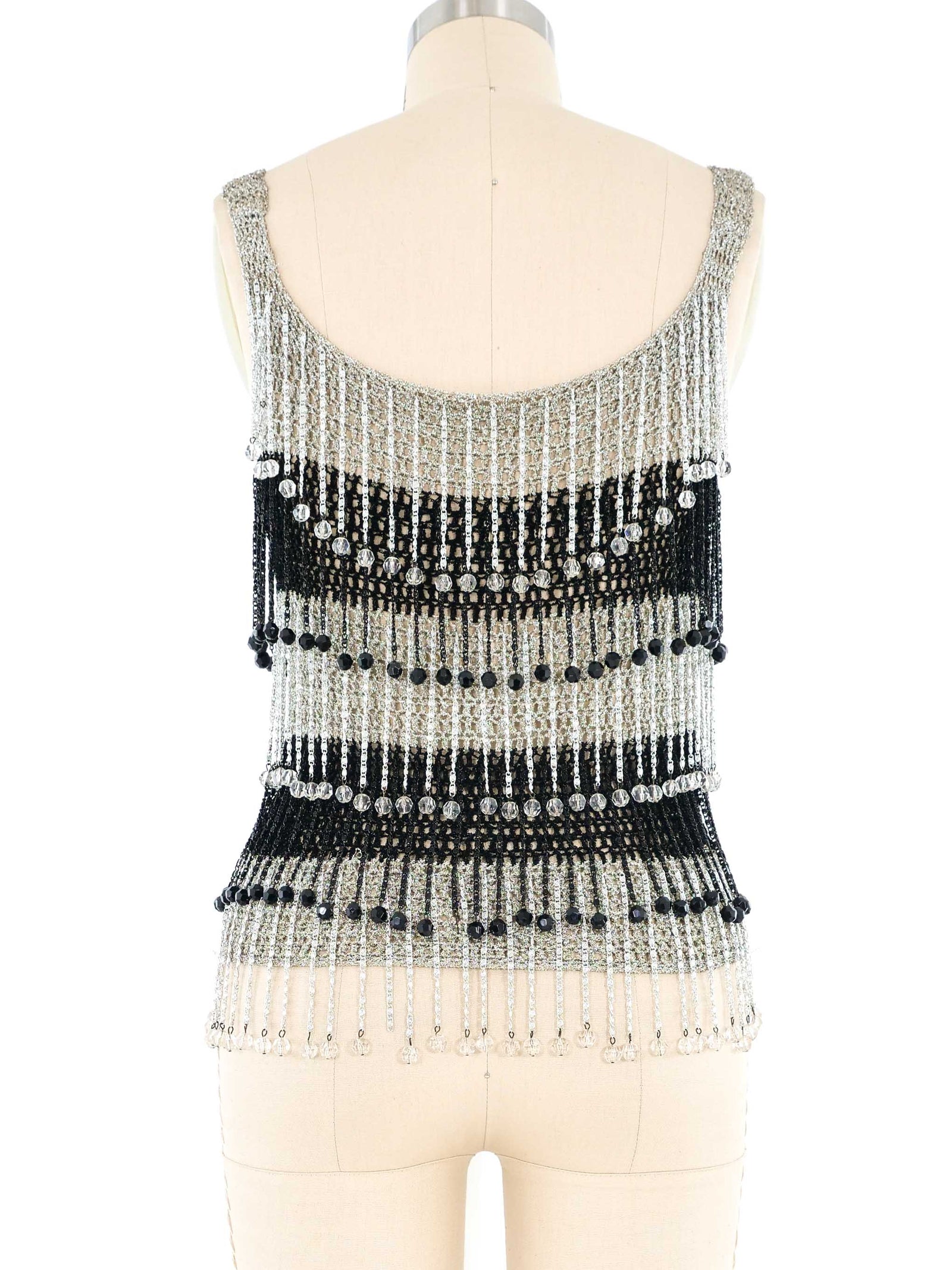 Loris Azzaro Metallic Beaded Fringe Knit Tank