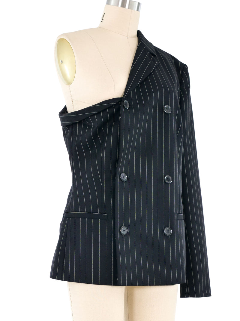 Moschino One Shoulder Pinstripe Jacket Jacket arcadeshops.com