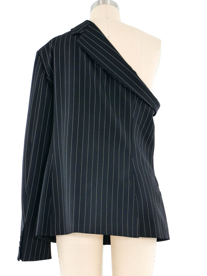 Moschino One Shoulder Pinstripe Jacket Jacket arcadeshops.com