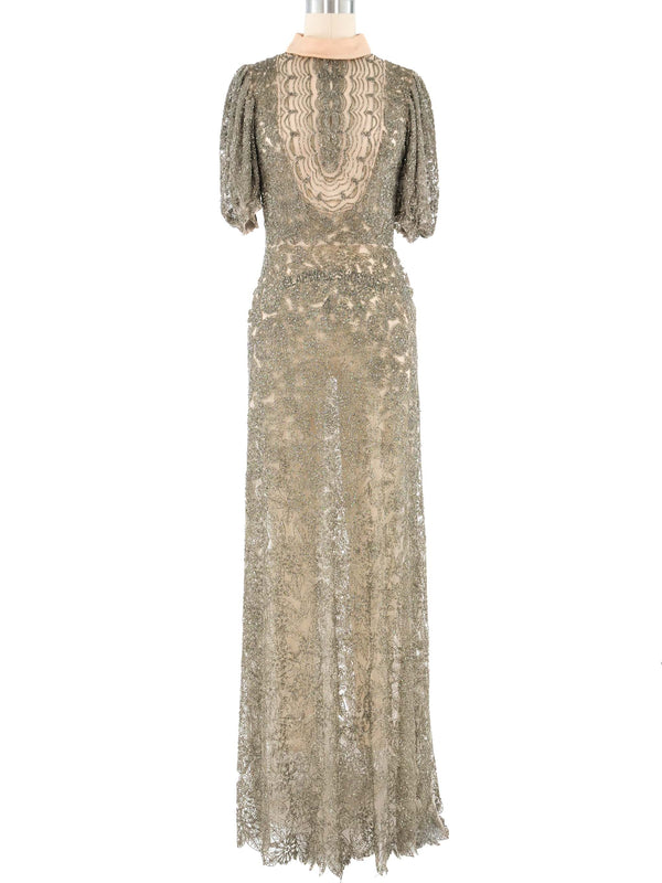 Valentino Beaded Lace Gown Dress arcadeshops.com