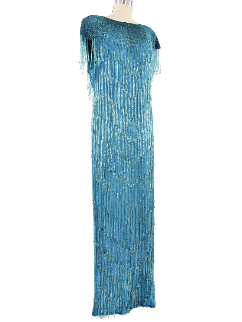 Turquoise Beaded Fringe Dress Dress arcadeshops.com