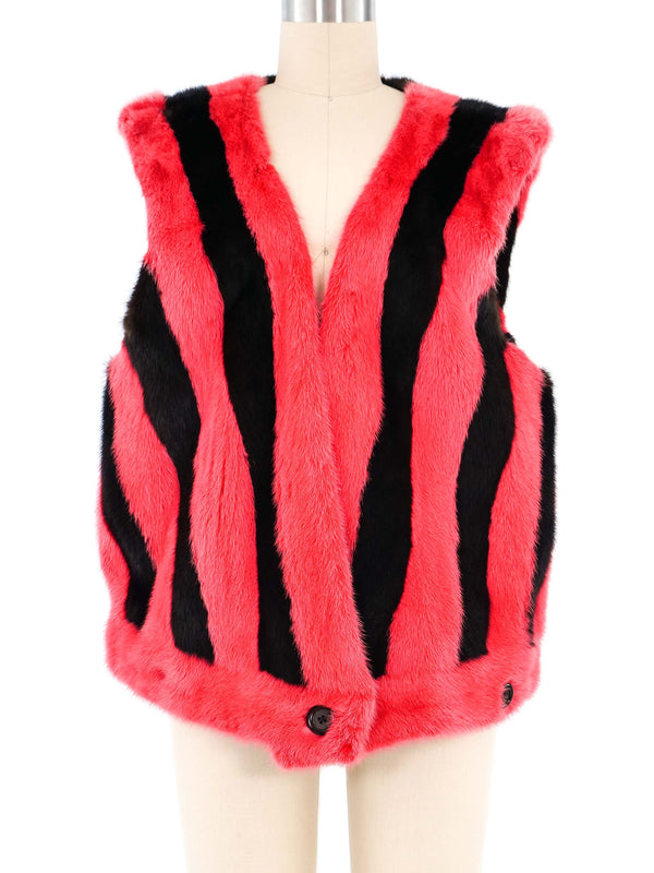 Cherry Striped Mink Fur Vest Jacket arcadeshops.com