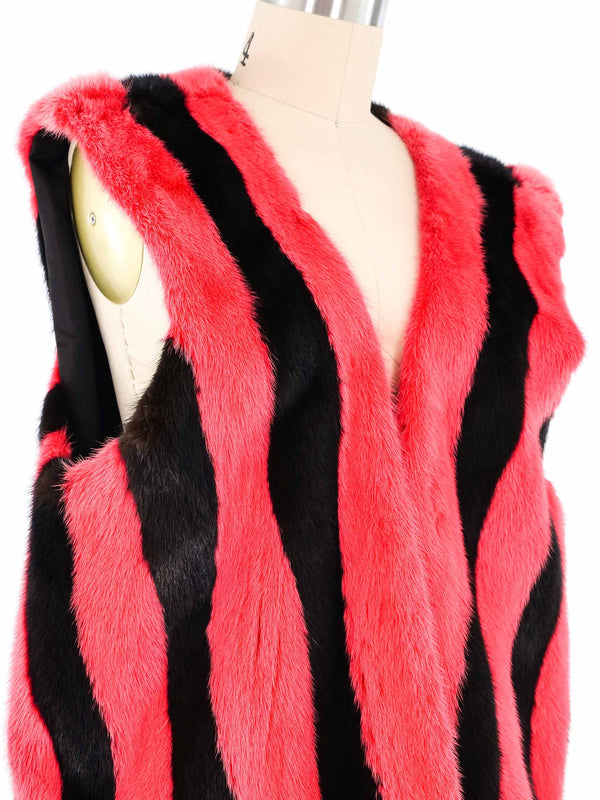 Cherry Striped Mink Fur Vest Jacket arcadeshops.com